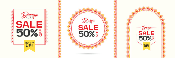 Durga Puja Sale Tag, Durga Puja Discount Tag, Durga Puja Frame Durga, Durga Puja Background,Durga Puja Festival offer, Discount, Sales Tags