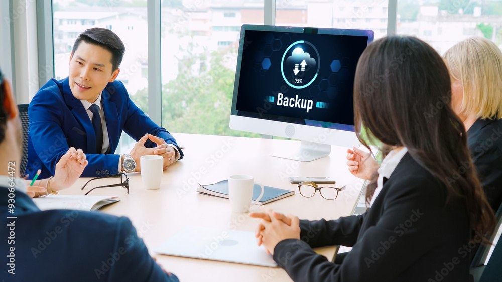 Poster backup storage data internet technology business concept. database storage cloud technology file dat