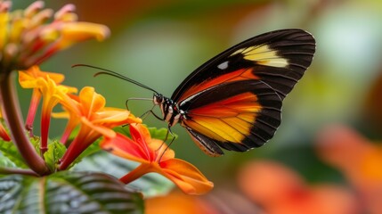 Butterfly Feeding on Nectar Showcasing Ecosystem Interaction and Beauty