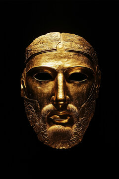 Representation of Ancient archaeological mask of Sargon.