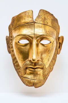 Representation of Ancient archaeological mask of Sargon.