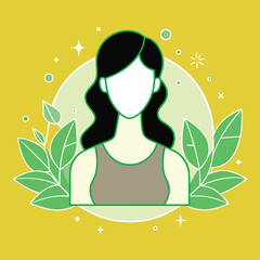 The concept of mental health. A young woman smiles and hugs her brain, symbolizing concern for mental health. Flat vector illustration