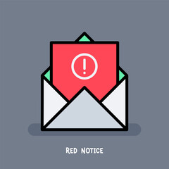 An open envelope with exclamation mark. Isolated Vector illustration