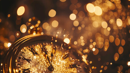 A gold and black clock with roman numerals showing the time as 10:30