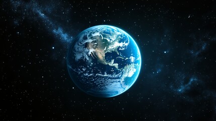 Obraz premium A vivid depiction of Earth in space, showcasing its oceans and landmasses.