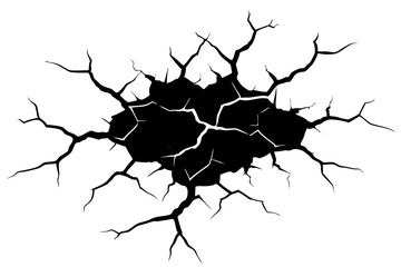
Crack, wall fracture texture effect of vector illustration, vector cracks effect svg isolated on white background