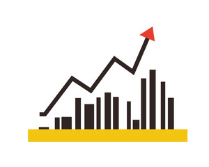 Stylized Bar Chart with Upward Trend on White Background for Financial Analysis and Reports