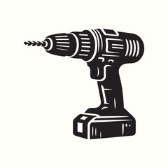 Electric Drill Tool Silhouette Vector Template