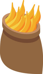 Ripe bananas are overflowing from a full brown sack