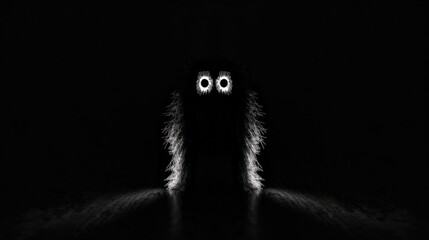 Dark Furry Creature with Glowing Eyes