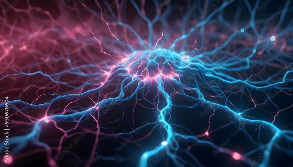 Wall mural colorful abstract image of neural network