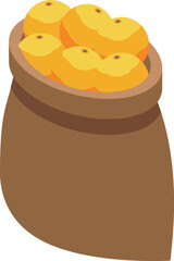 Brown sack overflowing with ripe, juicy oranges, perfect for representing healthy eating or the abundance of nature