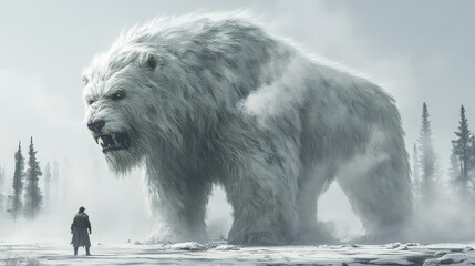 Giant White Bear in Snow