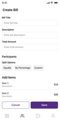 Group Bill Split & Play, Expense sharing & Group Payment, Cost splitting App UI Kit template