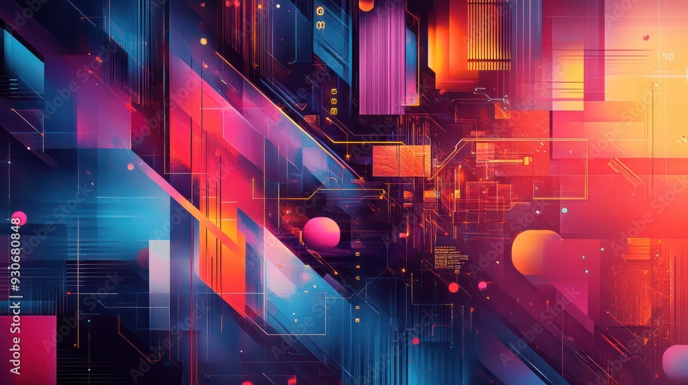 Poster an abstract technology background is a work of art that celebrates the beauty and complexity of tech