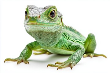 Obraz premium green lizzard isolated on white background