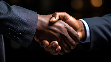 Handshake close-up in black background