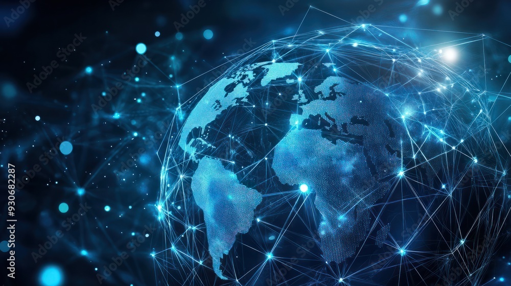 Poster global business internet network connection iot internet of things business intelligence concept bus