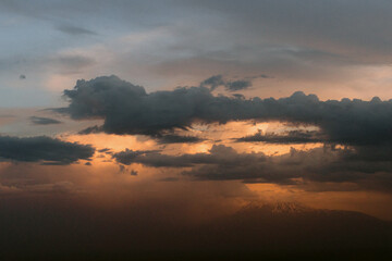 dark dramatic clouds. background panorama of a stormy sky