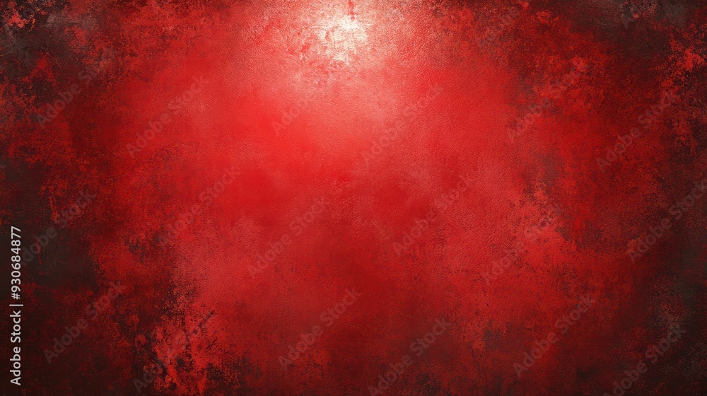 Poster Abstract red background or Christmas background with bright center spotlight and black vignette border frame with vintage grunge background texture red paper layout design