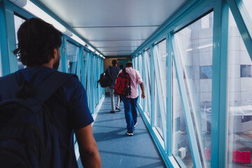 People exiting a plane