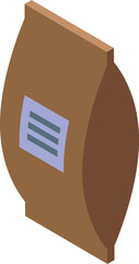 Isometric illustration of a brown paper packaging standing up