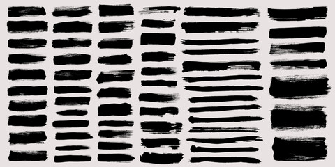 Brush strokes vector. Set of text boxes. Paintbrush collection. Grunge design elements. Dirty texture banners. Painted rectangles and long strokes