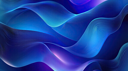Obraz premium Elegant Blue Neon Illustration with Soft Waves, Premium Design for Wallpaper, Banner, Background, Modern Abstract Art, Futuristic Visuals, High-Quality Graphics, Sophisticated Design