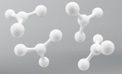 White molecule or atom, Abstract Clean structure. Vector illustration.