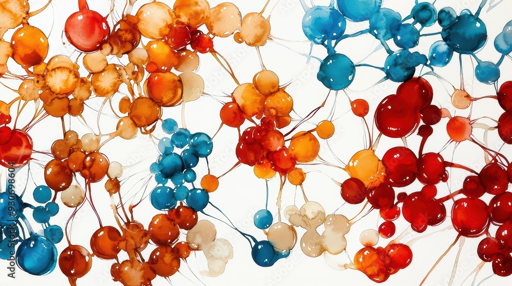 Aufkleber colorful droplets merge and swirl, creating an abstract pattern of vibrant hues and organic shapes f