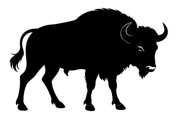 Beautiful animal buffalo silhouette black vector art illustration