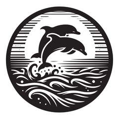Dolphin silhouette isolated on white, Dolphin vector art, Dolphin silhouette, Dolphin illustration, Dolphin black and white vector, black and white Dolphin, Dolphin black and white vector illustration