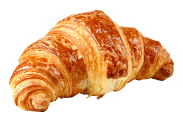 Croissant filled with creamy isolated on white transparent background, making for breakfast or a sweet snack