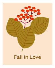 Fall leaves with bright red berries creating a charming autumn floral display