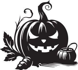 A black silhouette pumpkin vector design.