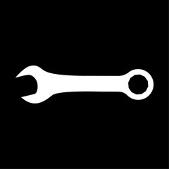 Wrench or spanner icon. Combination wrench with open and ring ends. Vector Illustration