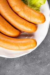 sausages meat pork or chicken, turkey fresh meal food snack on the table copy space food background rustic top view