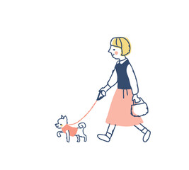 犬の散歩をしている女性