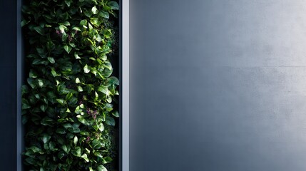 A living wall laden with dense foliage graces a modern building's facade, merging the elements of urban architecture and natural greenery for aesthetic and practical benefits.