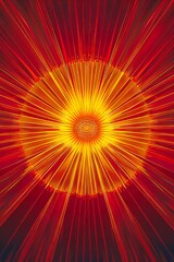 Obraz premium A red and yellow sunburst with rays of light coming out of it