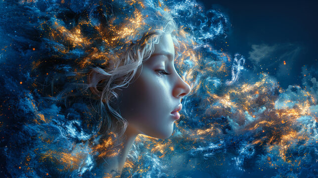 Ethereal Portrait of Woman as Virgo Astrological Sign
