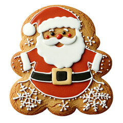 Gingerbread Christmas Santa Claus cookie biscuit , isolated, cut out.