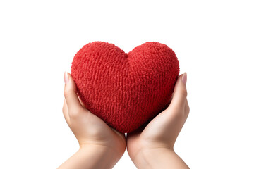 A red heart isolated on clear white and transparent background