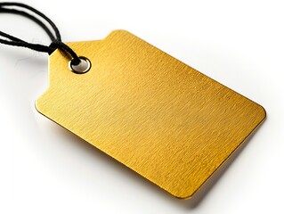A gold price tag on a white background