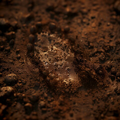 Mud Imprint of Foot in Wet Soil

