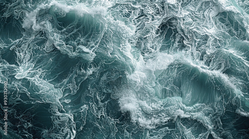Poster a detailed view of ocean waves crashing on the shore