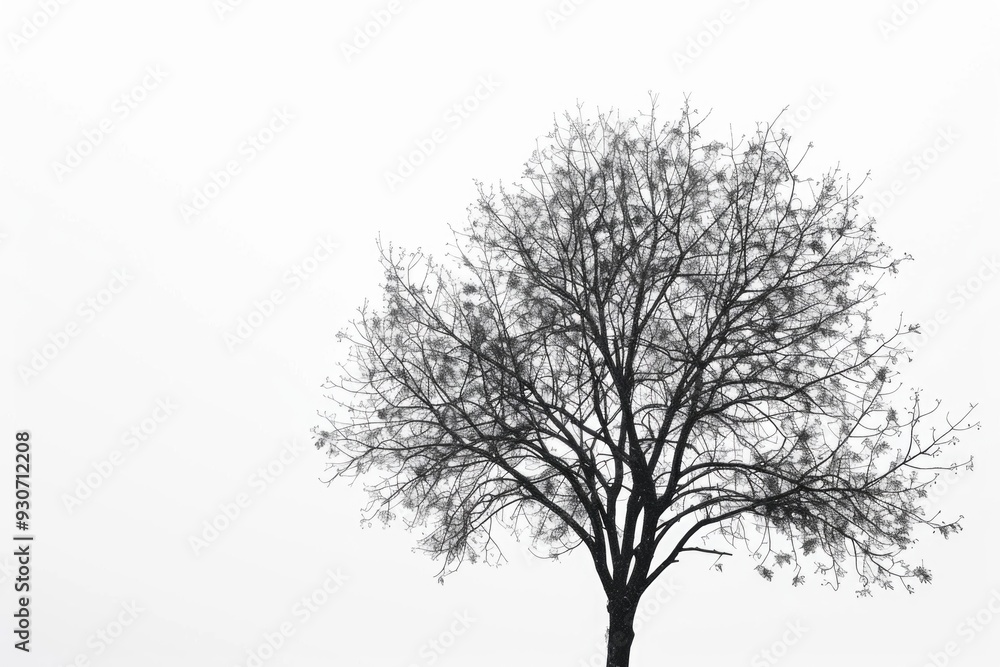 Aufkleber a single tree stands alone against a plain background