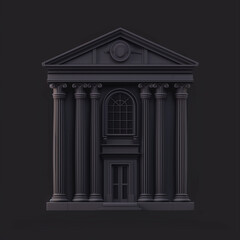 Obraz premium Dark Classical Building Illustration with Columns 