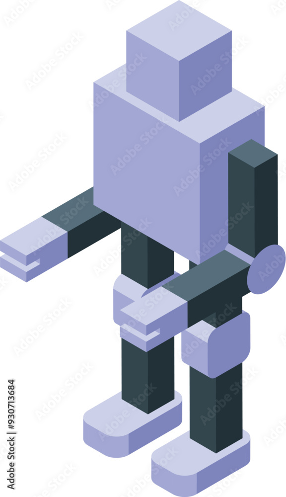 Sticker this isometric icon features a modern robot standing with arms outstretched, ready for action