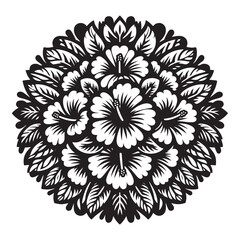 Hibiscus vector art, Hibiscus silhouette, Hibiscus illustration, Hibiscus black and white vector, black and white flower, Hibiscus flower silhouette, ornament